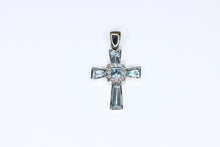  White Gold Cross with aquamarine and diamond