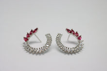  Silver Earrings with zircons and rubies