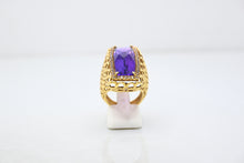  Yellow Gold Ring with Amethyst and Zircons