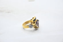  Yellow Gold Diamond Ring with Amethyst and Sapphires