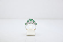  White Gold Diamond Ring with Emeralds