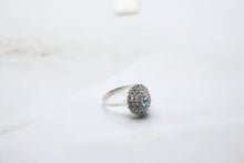  White Gold Diamond Ring with Aquamarine