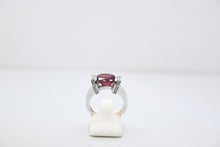  White Gold Diamond Ring with Ruby