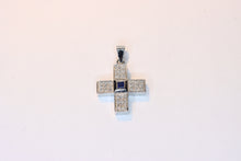  White Gold Cross with sapphire and diamonds