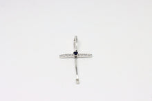  White Gold Cross with zircons and sapphire