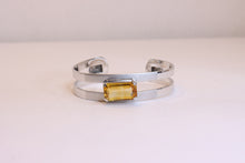  Silver and Gold  Bangle Bracelet with citrine and Sapphire