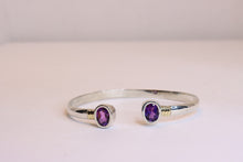  Gold  and Silver Bangle Bracelet with amethyst