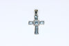 White Gold Cross with aquamarine and diamond