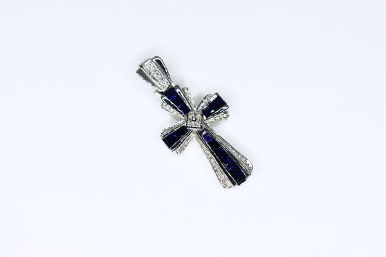White Gold Cross with sapphires and diamonds