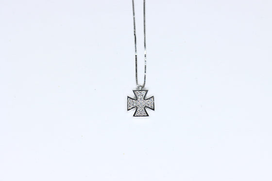 White Gold Cross with zircons