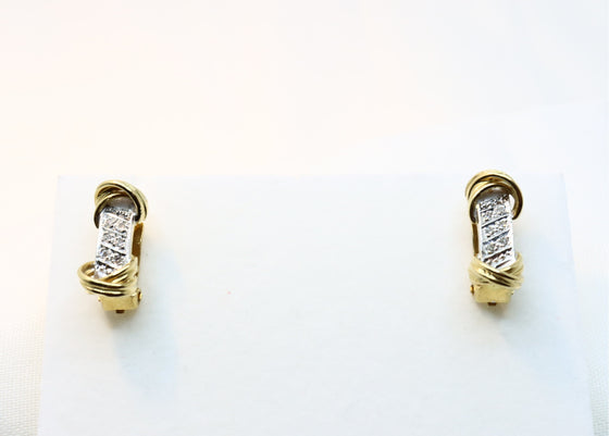 White and Yellow Gold Earrings with diamonds