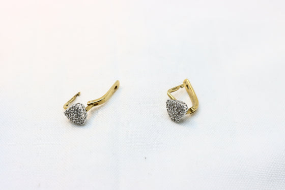 Yellow and White Gold Earrings with diamonds