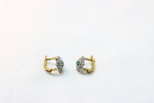  Yellow and White Gold Earrings with diamonds and emeralds