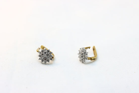 Yellow and White Gold Earrings with diamonds