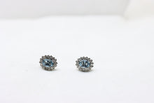  White Gold Earrings with diamonds and aquamarine