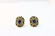  Gold Earrings with diamonds and sapphire