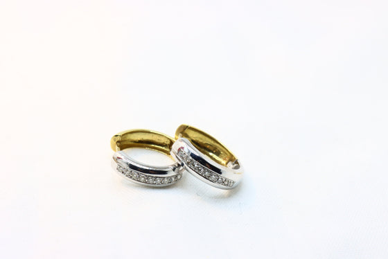 Yellow and WhitebGold Earrings with diamonds