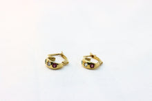  Gold Earrings with diamond  ruby and emerald