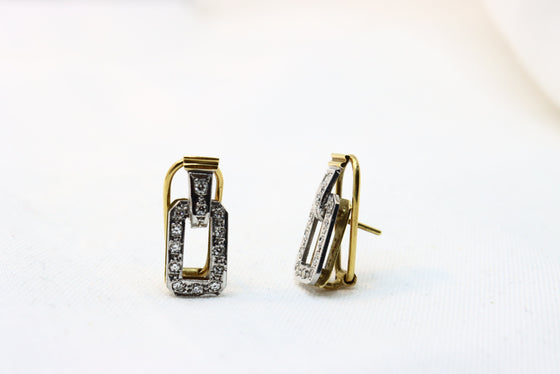 White and Yellow Gold Earrings with diamonds