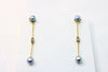 Gold Earrings with blue pearl and diamonds