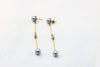 Gold Earrings with blue pearl and diamonds