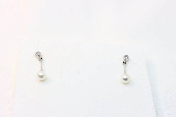 White Gold Earrings with pearls and diamond