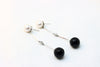 White Gold Earrings with pearl  onyx and diamonds