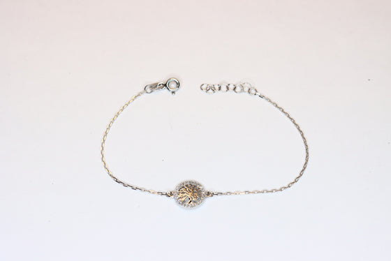 White Gold Chain bracelet - Tree of life