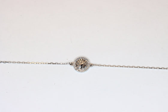 White Gold Chain bracelet - Tree of life