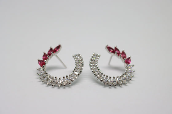 Silver Earrings with zircons and rubies