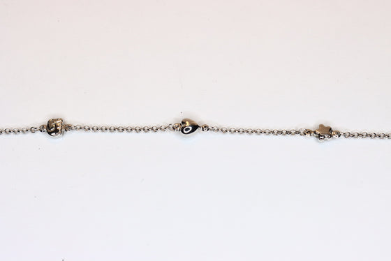 White Gold Chain Bracelet with Charms for Child