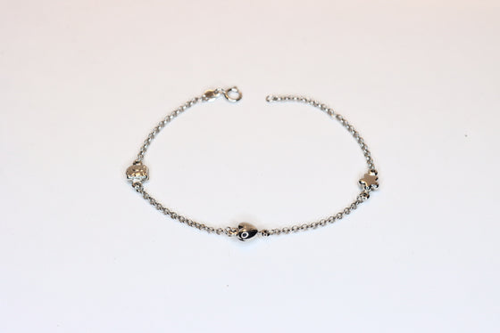 White Gold Chain Bracelet with Charms for Child