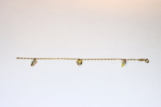 Gold Chain Bracelet with charms for Child