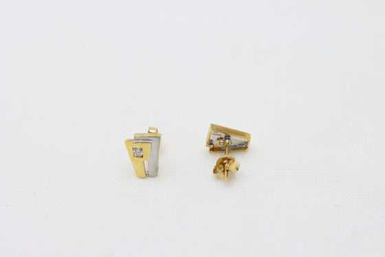 Yellow and White Gold Earrings with diamonds