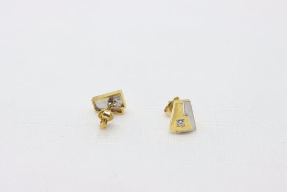 Yellow and White Gold Earrings with diamonds