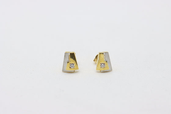 Yellow and White Gold Earrings with diamonds