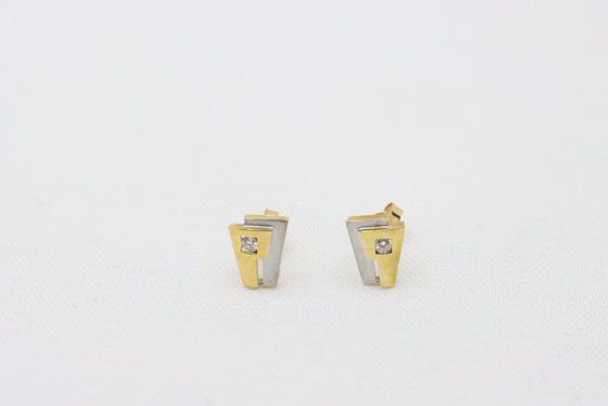 Yellow and White Gold Earrings with diamonds