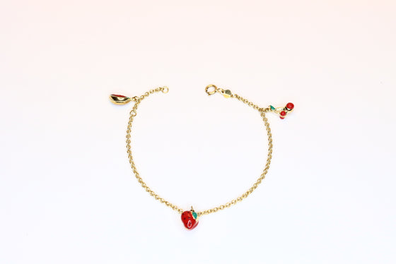 Gold Chain Bracelet with Charms for Child