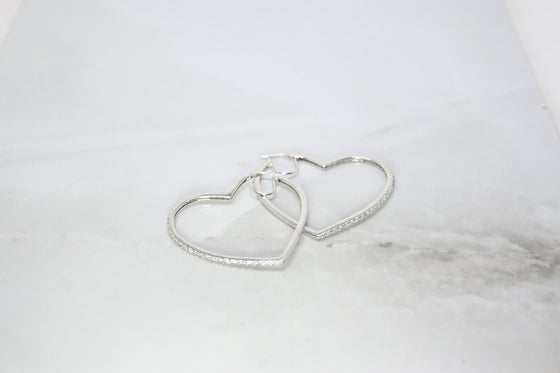 White Gold Earrings Heart with zircons