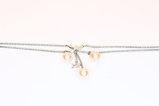 White Gold Chain Bracelet with Pearls