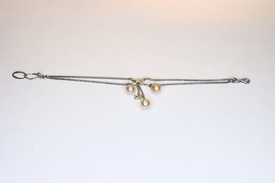 White Gold Chain Bracelet with Pearls