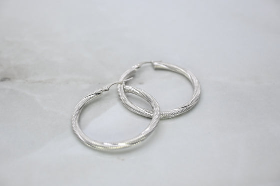 White Gold Hoop Earrings