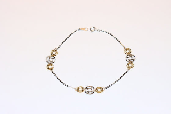 Yellow and White  Gold Chain Bracelet