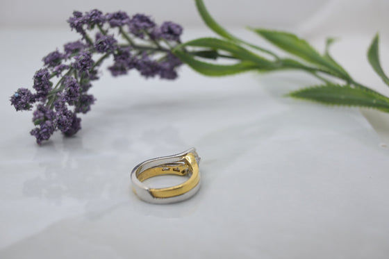 Yellow and White Gold Ring with diamonds