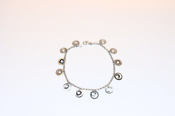 White Gold Chain Bracelet with Hearts