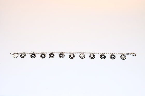 White Gold Chain Bracelet with Hearts