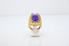 Yellow Gold Ring with Amethyst and Zircons