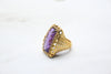 Yellow Gold Ring with Amethyst and Zircons