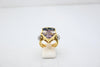 Yellow Gold Diamond Ring with Amethyst and Sapphires