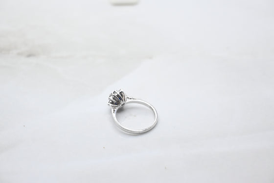 White Gold Diamond Ring with Sapphires